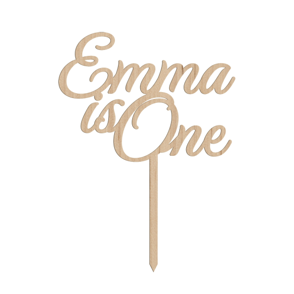 Cake topper personnalisé en bois premiers anniversaires, modèle calligraphie