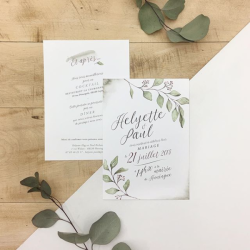 Faire part mariage végétal modèle eucalyptus aquarelle