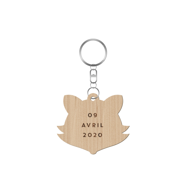 Porte-clef baptême personnalisé thème renard, cadeau d'invité