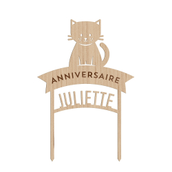 Cake topper chat anniversaire