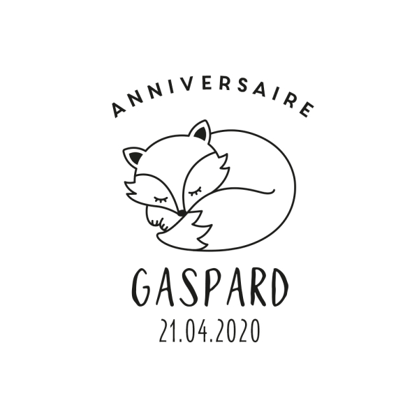 Tampon renard couché 2 anniversaire
