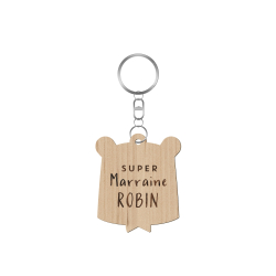 Porte-clé personnalisé tête d'ours super marraine