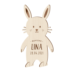 Faire-part baptême original modèle bunny en bois