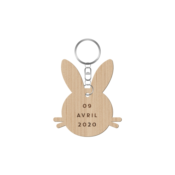 Porte-clé personnalisable baptême thème lapin