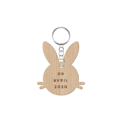Porte-clé personnalisable baptême thème lapin