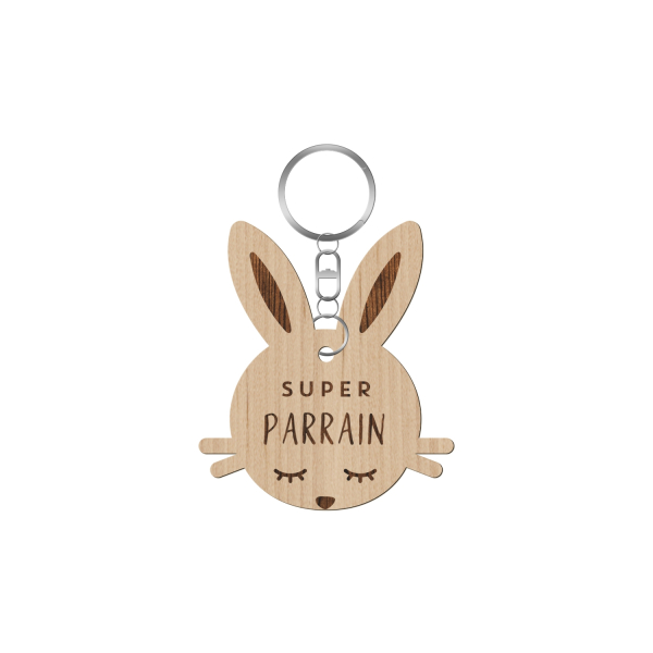 Porte-clé personnalisable tête de lapin 