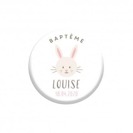 Magnet lapin personnalisable blanc baptême