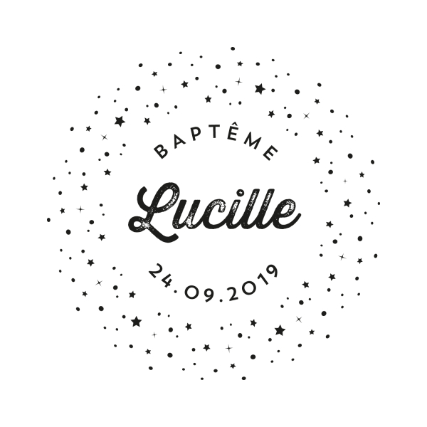 Tampon personnalisé voie lactée baptême