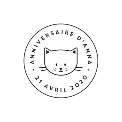 Tampon rond tête de chat anniversaire