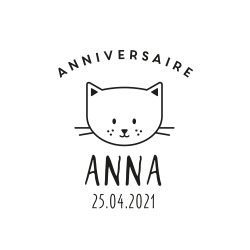 Tampon anniversaire tête de chat 2