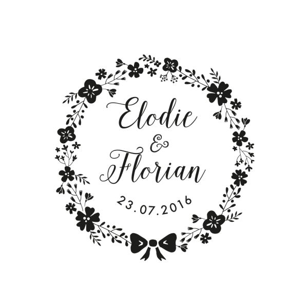 Tampon personnalisé mariage couronne de fleurs