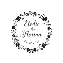 Tampon personnalisé mariage couronne de fleurs