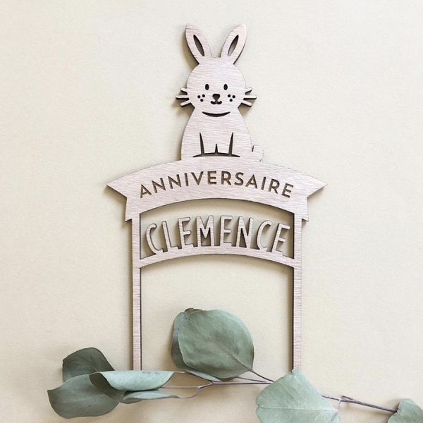 Cake topper prénom lapin