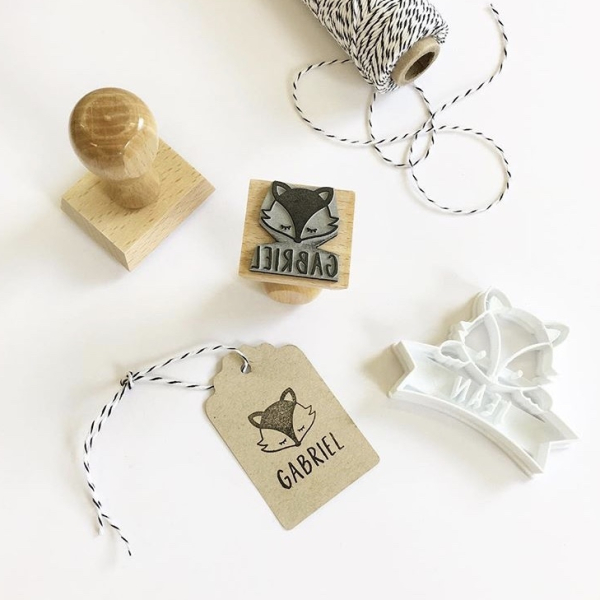 Tampon personnalisé naissance baptême tête de renard