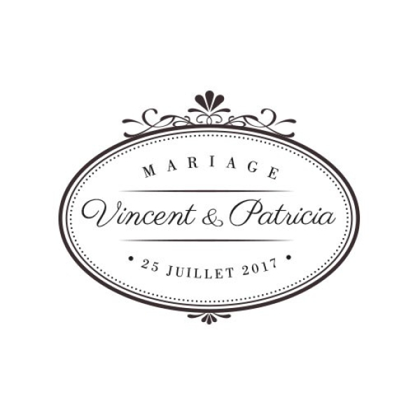 Tampon encreur en bois à personnaliser, mariage Shabby Chic