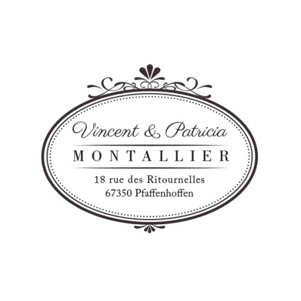 Tampon adresse personnalisé mariage rétro chic