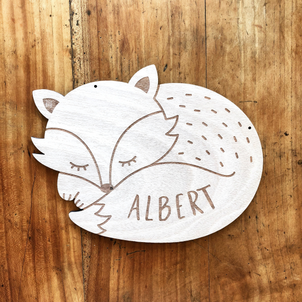 Cadeau naissance enseigne renard endormi personnalisée