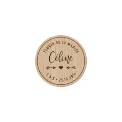 Badge en bois personnalisé témoin mariage