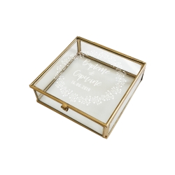 Boîte en verre carrée personnalisée baptême