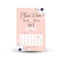 Save the date mariage fleuri à personnaliser calendrier
