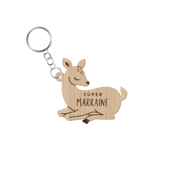 Porte-clé personnalisé faon super marraine