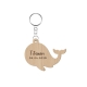 Porte-clef en bois personnalisé prénom et date modèle baleine