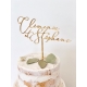 Cake topper mariage personnalisé plexiglas doré