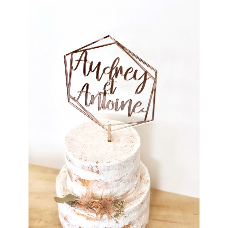 Cake Topper Personnalisé Rose Gold