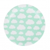 Assiette en carton petits nuages couleur vert menthe