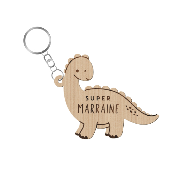 Porte-clé dinosaure en bois personnalisé pour vos proches
