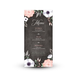 Carte menu mariage Ardoise Fleurie