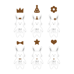 Lapin en bois personnalisé avec accessoires