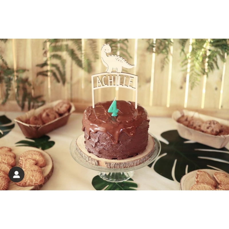 Cake topper personnalisé dinosaure enfant - anniversaire- baptême - vernis  norme alimentaire - Un grand marché
