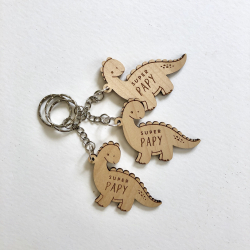 Porte-clef super Papy dinosaure personnalisés avec prénoms