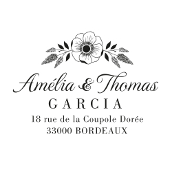 Tampon adresse personnalisé anémone champêtre