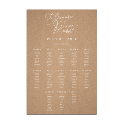 Plan de table personnalisé mariage format XXL fond kraft