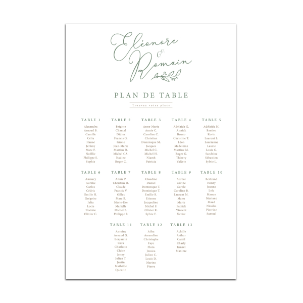 Panneau XXL plan de table mariage nature