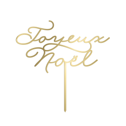 Cake topper joyeux noël calligraphie plexiglas or