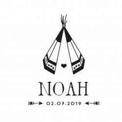 Tampon naissance tipi bohème à personnaliser