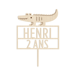 Cake topper personnalisé crocodile thème jungle