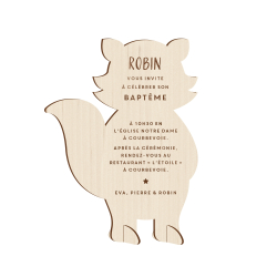 Invitation originale baptême raton laveur thème animaux de la forêt