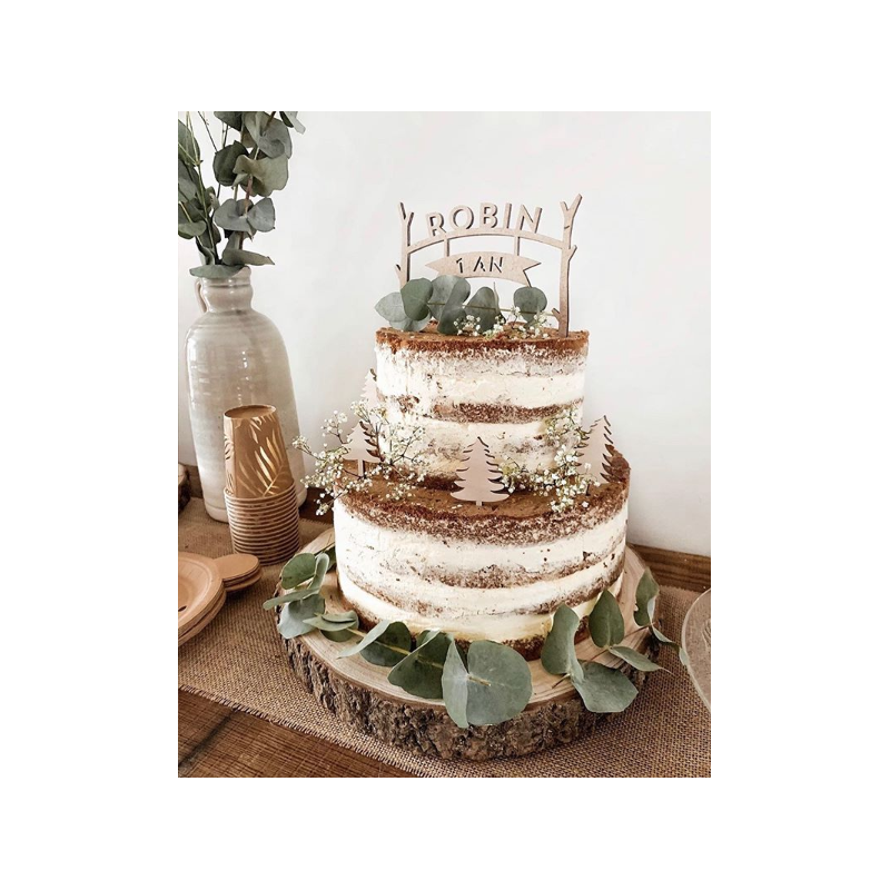 Topper de gâteau personnalisé 2 prénoms cake topper mariage décoration champêtre 
