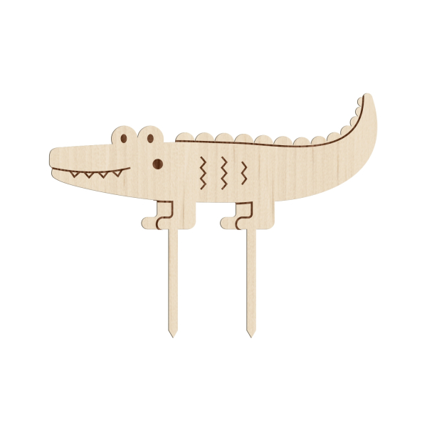 Cake topper en bois crocodile thème jungle
