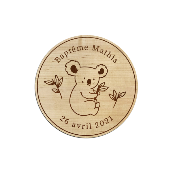 Dessous de verre personnalisé baptême koala