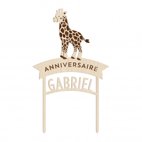 Cake topper personnalisé girafe anniversaire savane