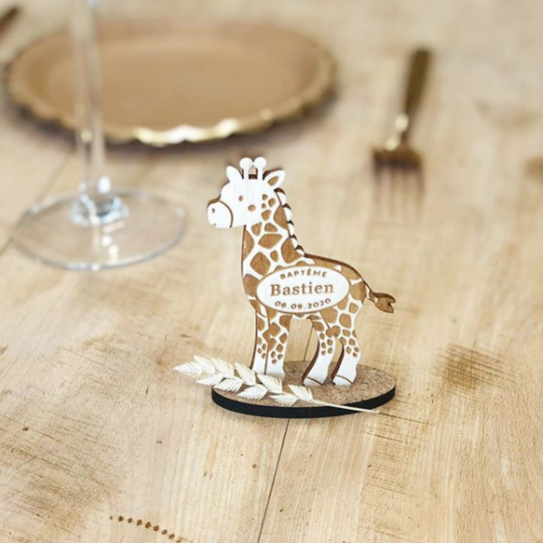 Baptême savane safari, cadeaux d'invités originaux girafe