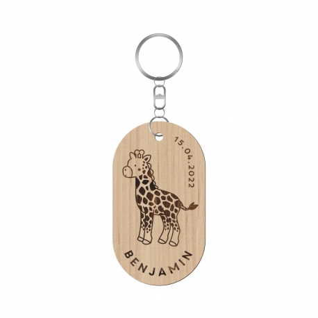 Porte-clé en bois personnalisé modèle girafe