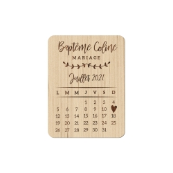 Magnet en bois calendrier save the date mariage champêtre