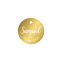 Étiquette ronde en plexiglas pour cadeau d'invité baptême