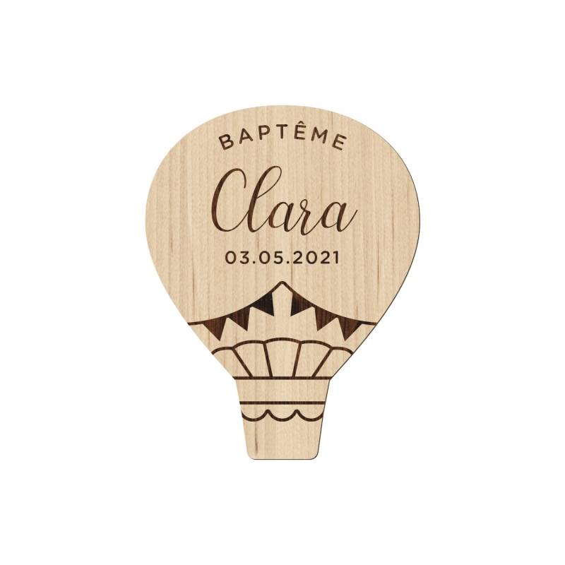 Magnet Personnalise En Bois Bapteme Montgolfiere Print Your Love